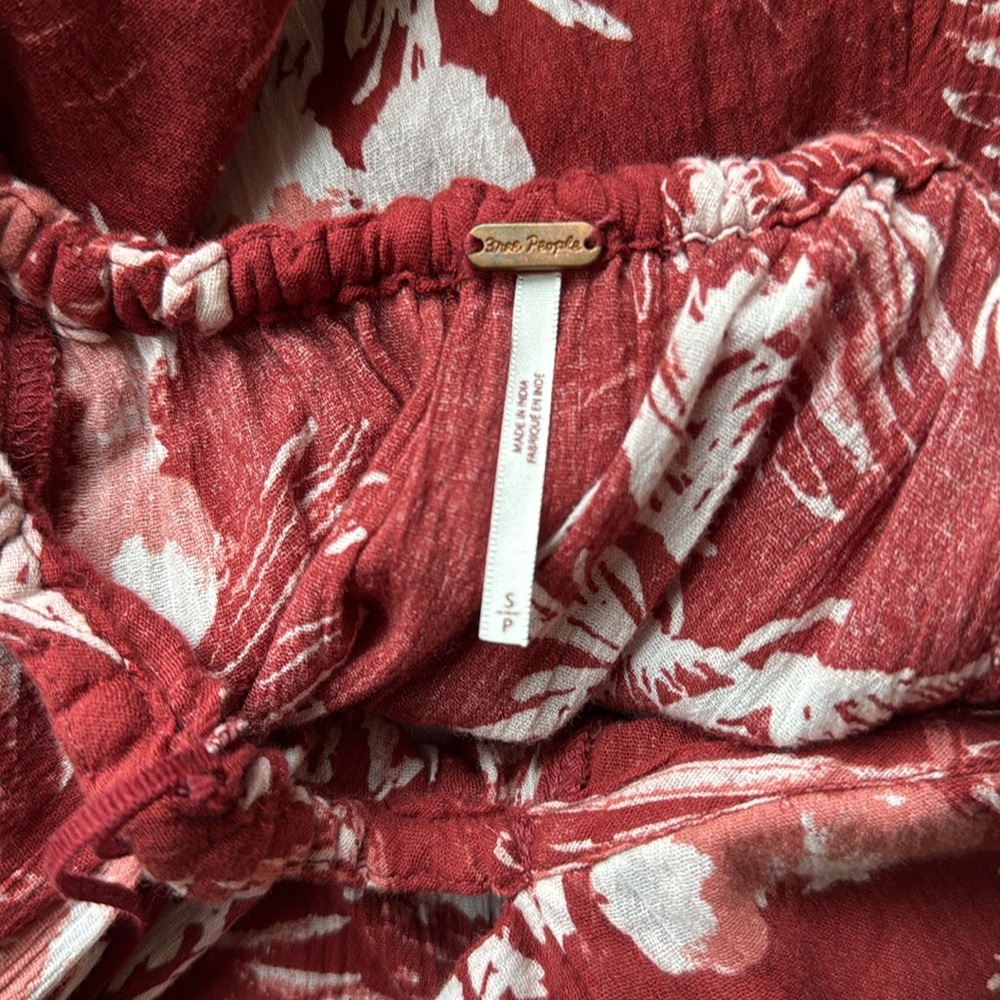 FREE PEOPLE Elegant Brick Red Floral Halter Dress - Picture 4 of 13